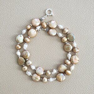 GOLD PEARL MIX NECKLACE--18"